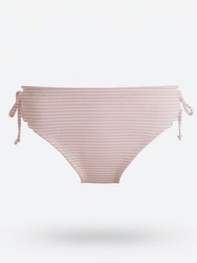 H&M Light Pink Striped Cheeky Tie-Side Bikini Bottom - Size 4, New (Never Worn)